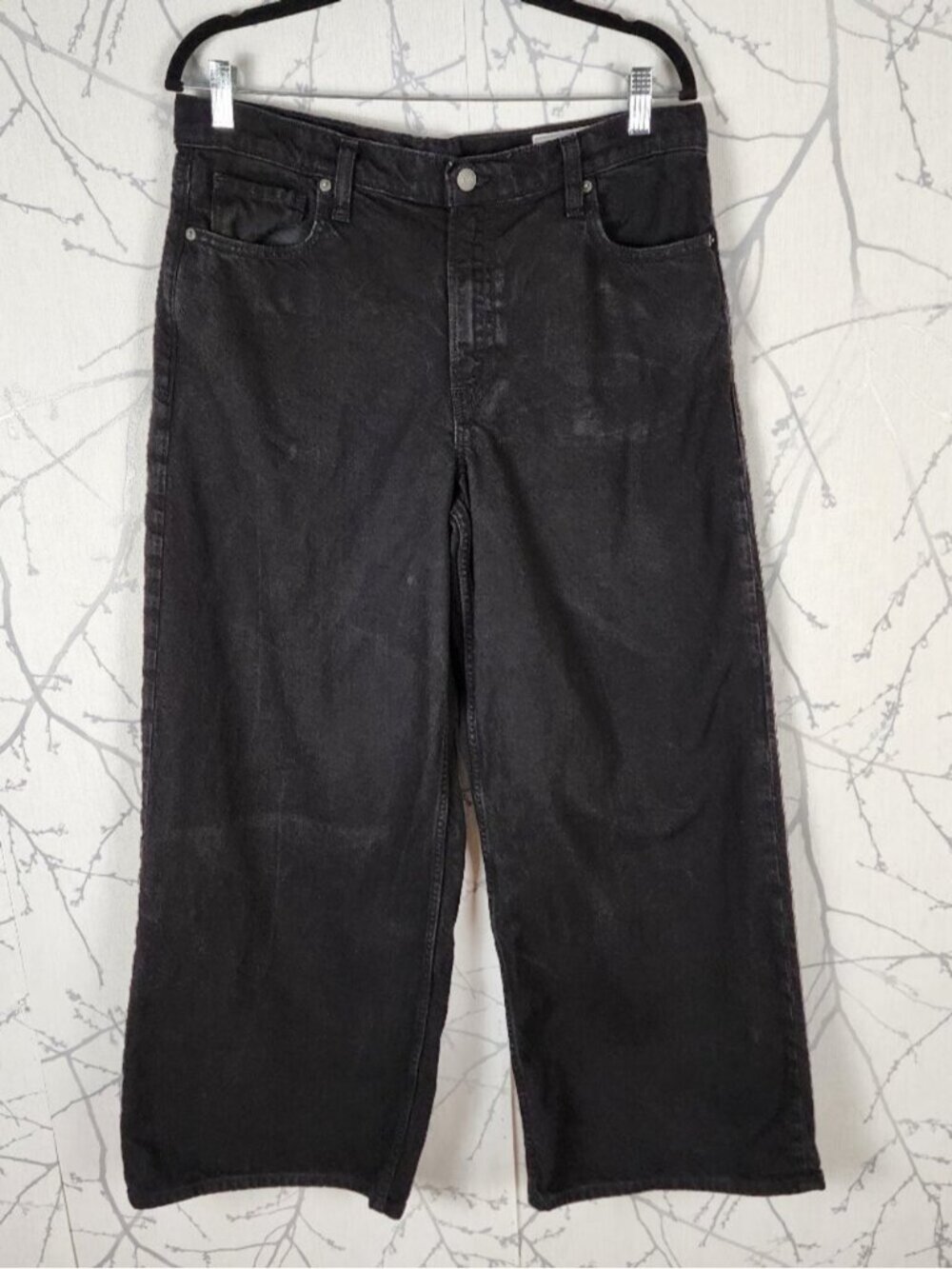 GAP Black Wash Denim Baggy Mid Rise Wide Leg Jeans